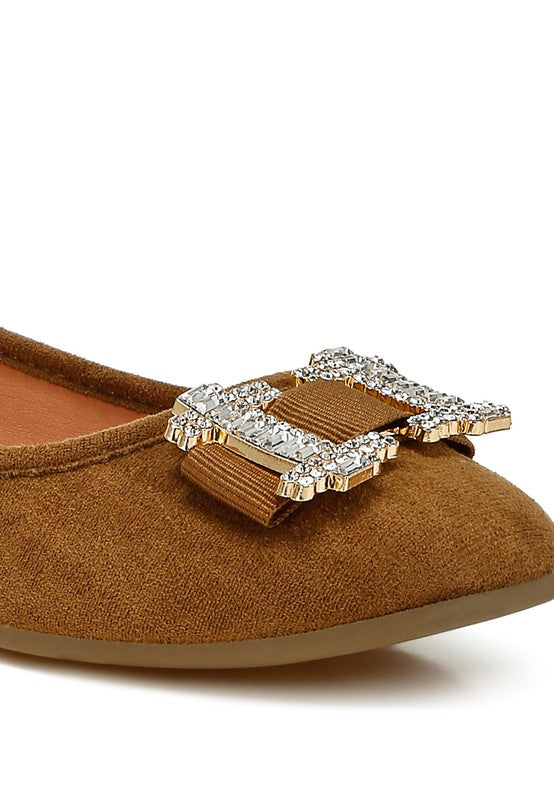 Pretty Rhinestone Buckle Detail Ballerinas - Undeniably LUXE