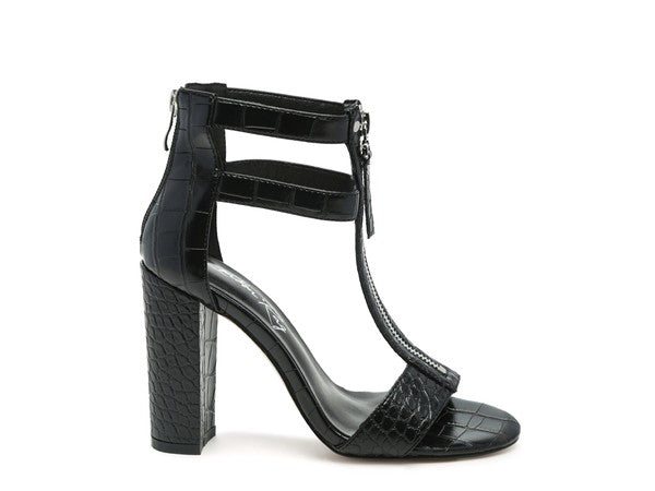 FELICITY Zip Up Croc Textured Sandals - Undeniably LUXE