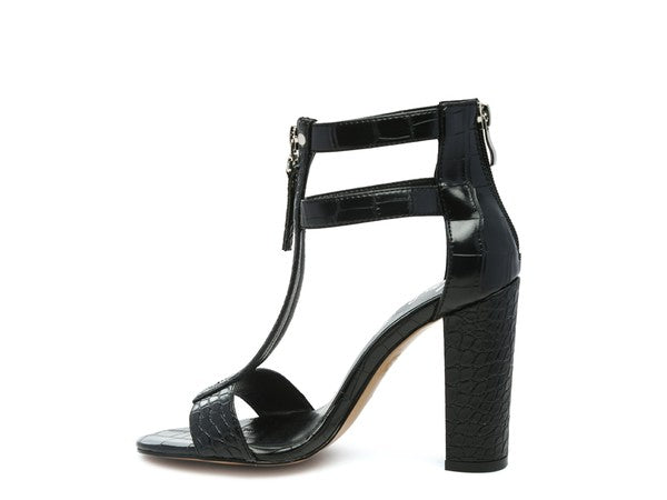 FELICITY Zip Up Croc Textured Sandals - Undeniably LUXE