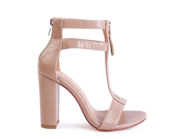 FELICITY Zip Up Croc Textured Sandals - Undeniably LUXE