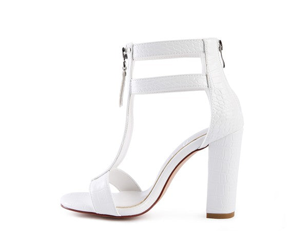 FELICITY Zip Up Croc Textured Sandals - Undeniably LUXE