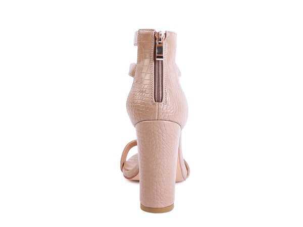 FELICITY Zip Up Croc Textured Sandals - Undeniably LUXE