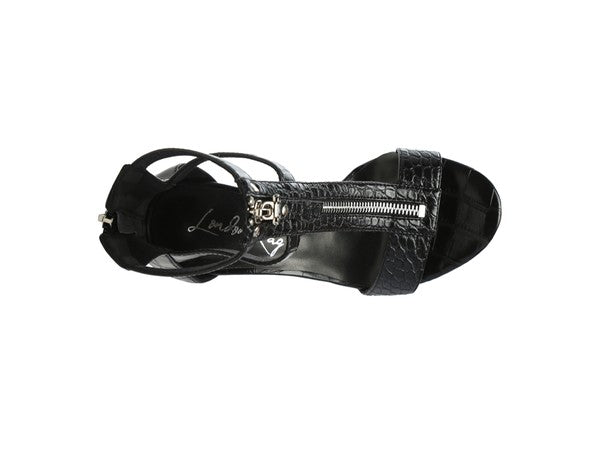 FELICITY Zip Up Croc Textured Sandals - Undeniably LUXE