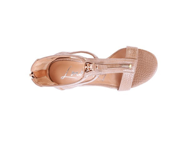 FELICITY Zip Up Croc Textured Sandals - Undeniably LUXE