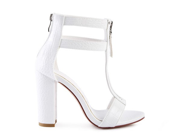 FELICITY Zip Up Croc Textured Sandals - Undeniably LUXE