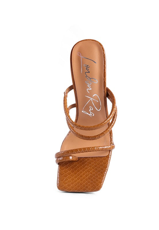 DANDELION HIGH BLOCK HEELED CROC SANDALS - Undeniably LUXE