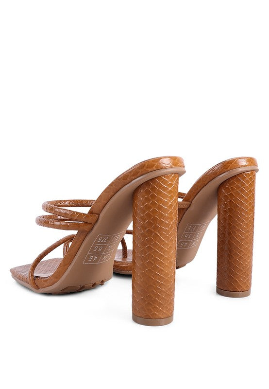 DANDELION HIGH BLOCK HEELED CROC SANDALS - Undeniably LUXE
