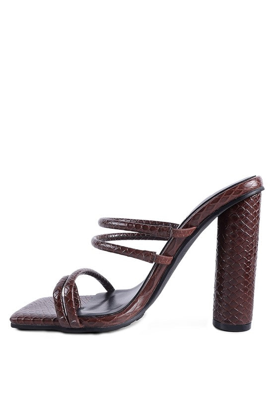 DANDELION HIGH BLOCK HEELED CROC SANDALS - Undeniably LUXE