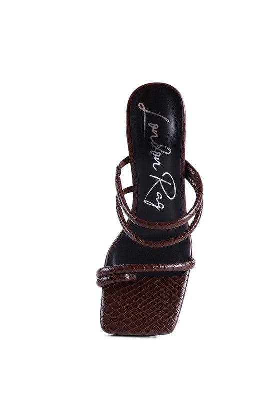 DANDELION HIGH BLOCK HEELED CROC SANDALS - Undeniably LUXE