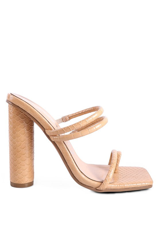 DANDELION HIGH BLOCK HEELED CROC SANDALS - Undeniably LUXE