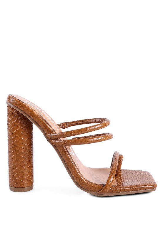 DANDELION HIGH BLOCK HEELED CROC SANDALS - Undeniably LUXE