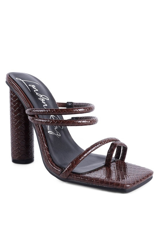 DANDELION HIGH BLOCK HEELED CROC SANDALS - Undeniably LUXE