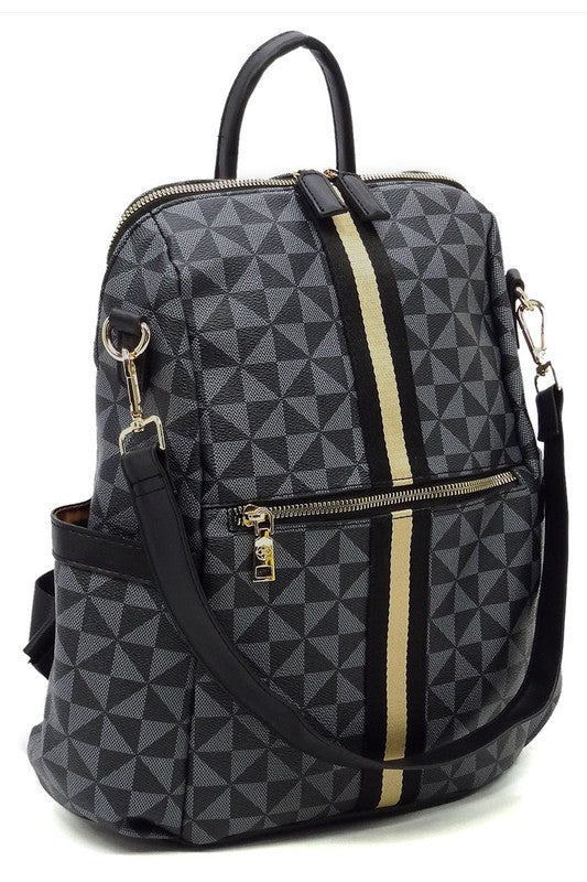 Chic Monogram Striped Versatile Backpack - Undeniably LUXE