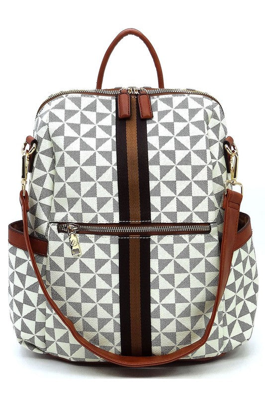 Chic Monogram Striped Versatile Backpack - Undeniably LUXE