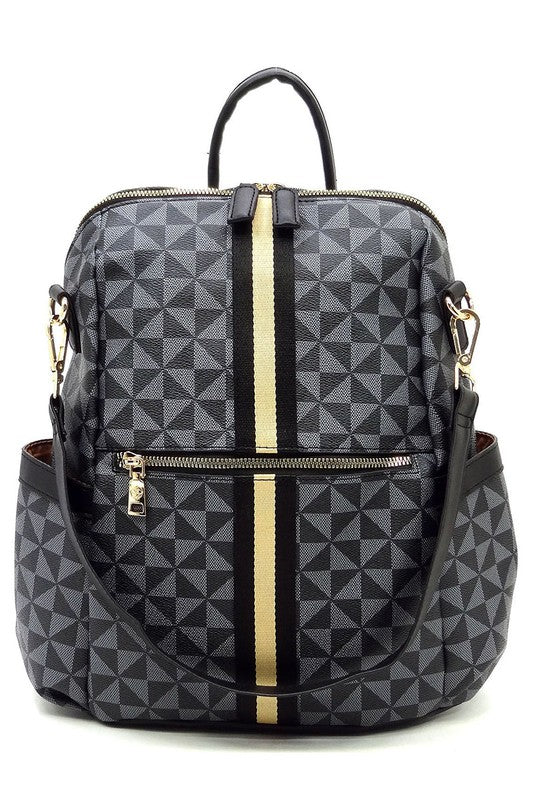 Chic Monogram Striped Versatile Backpack - Undeniably LUXE