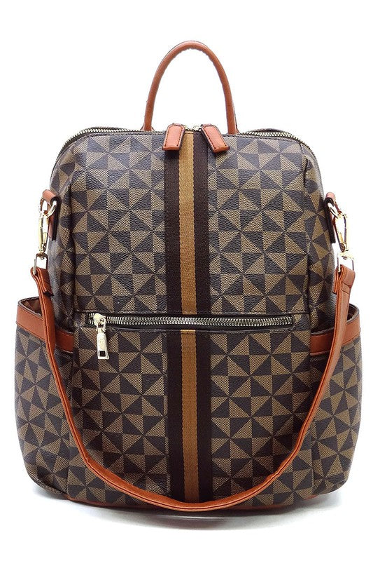 Chic Monogram Striped Versatile Backpack - Undeniably LUXE