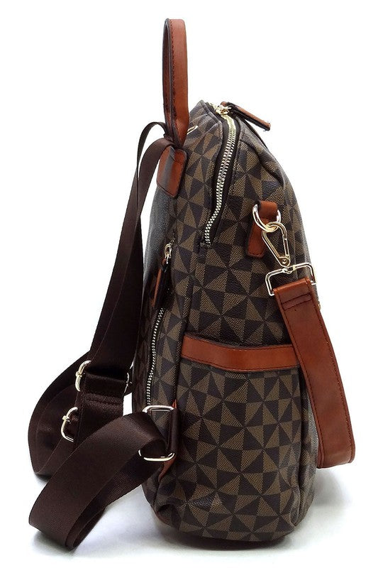 Chic Monogram Striped Versatile Backpack - Undeniably LUXE