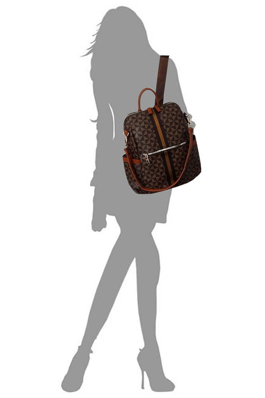 Chic Monogram Striped Versatile Backpack - Undeniably LUXE