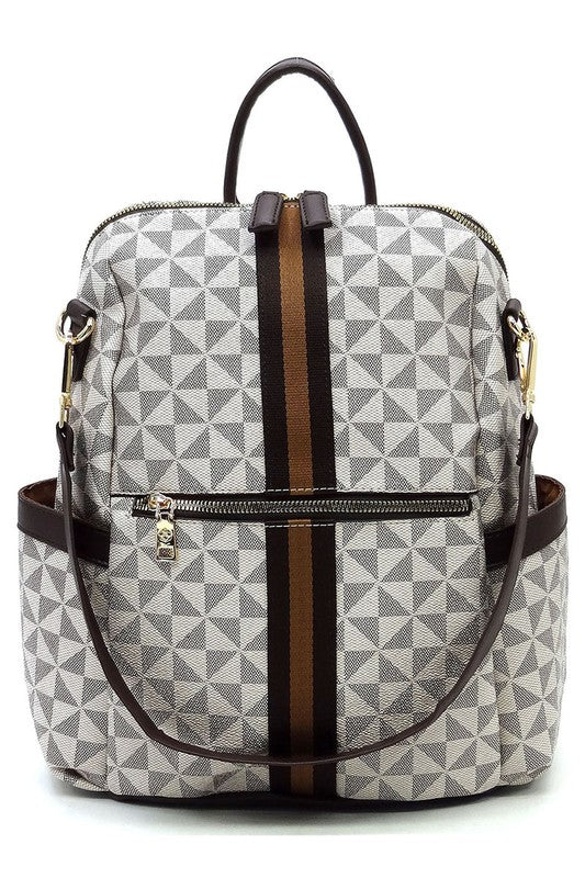 Chic Monogram Striped Versatile Backpack - Undeniably LUXE