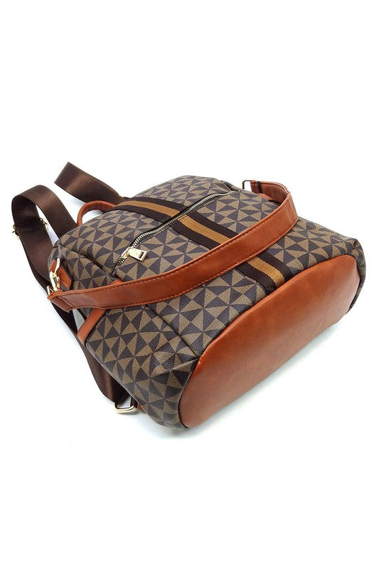 Chic Monogram Striped Versatile Backpack - Undeniably LUXE