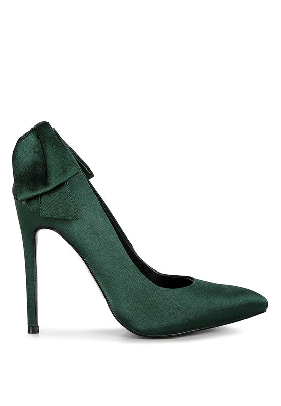 HORNET Green Satin Stiletto Pumps - Undeniably LUXE