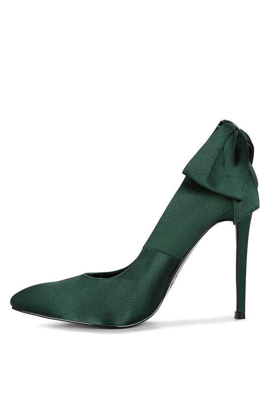 HORNET Green Satin Stiletto Pumps - Undeniably LUXE