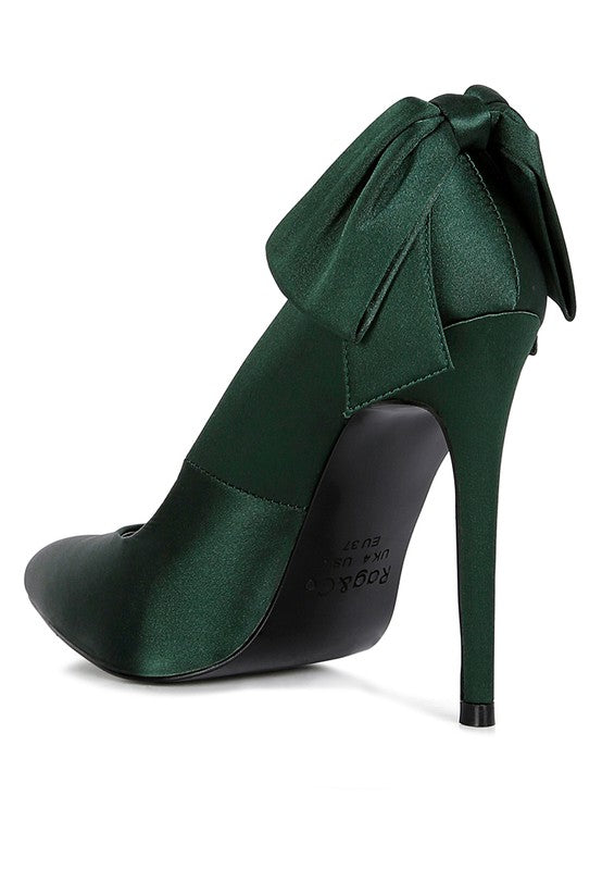 HORNET Green Satin Stiletto Pumps - Undeniably LUXE