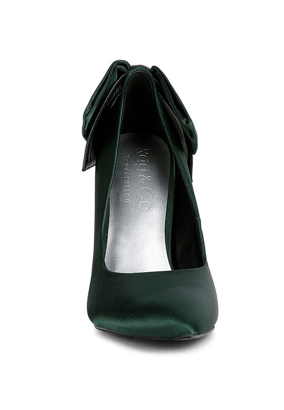 HORNET Green Satin Stiletto Pumps - Undeniably LUXE