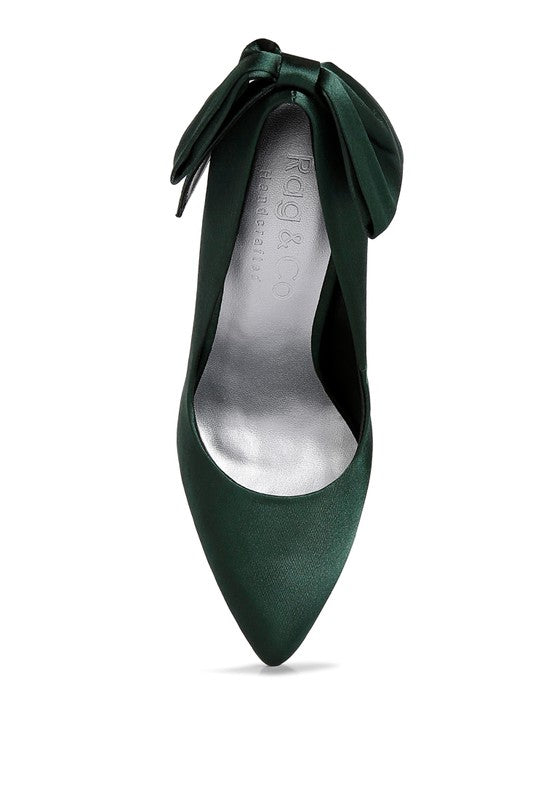 HORNET Green Satin Stiletto Pumps - Undeniably LUXE