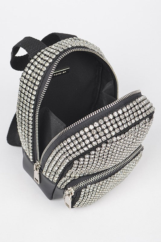 Sparkling Convertible Mini Backpack with Rhinestones - Undeniably LUXE