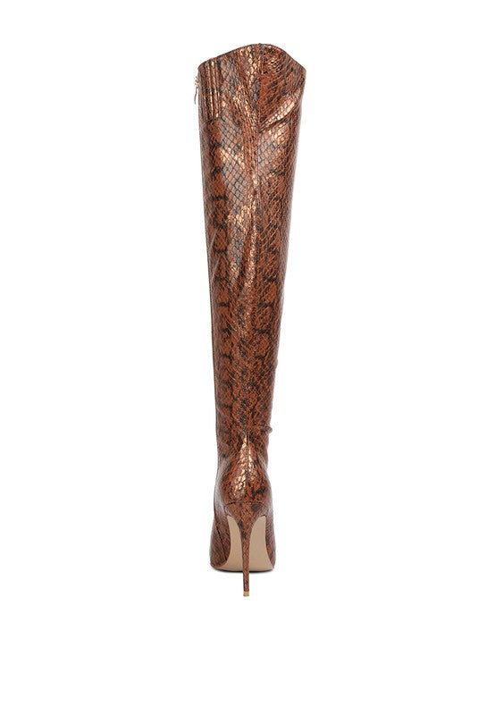 Catalina Snake Print Stiletto Knee Boots - Undeniably LUXE