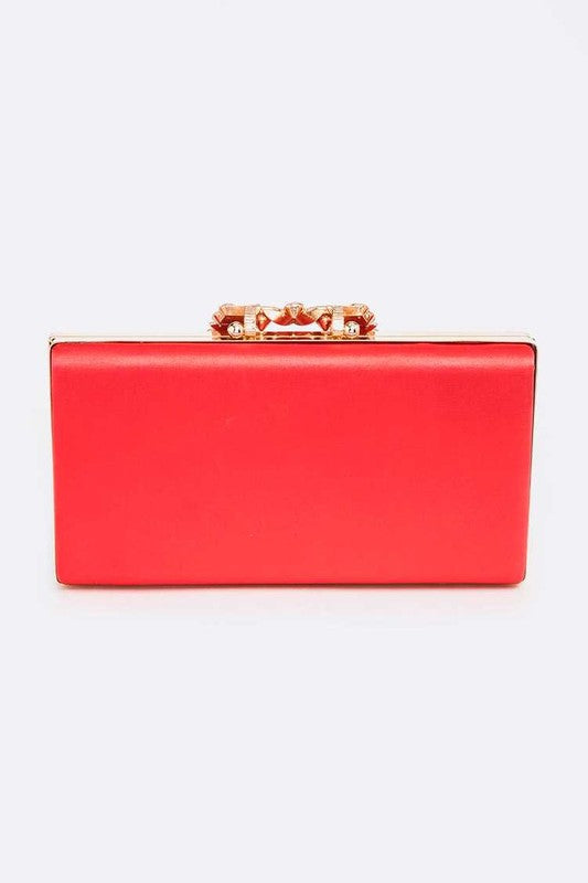 Crystal Buckle Metallic Box Clutch - Undeniably LUXE