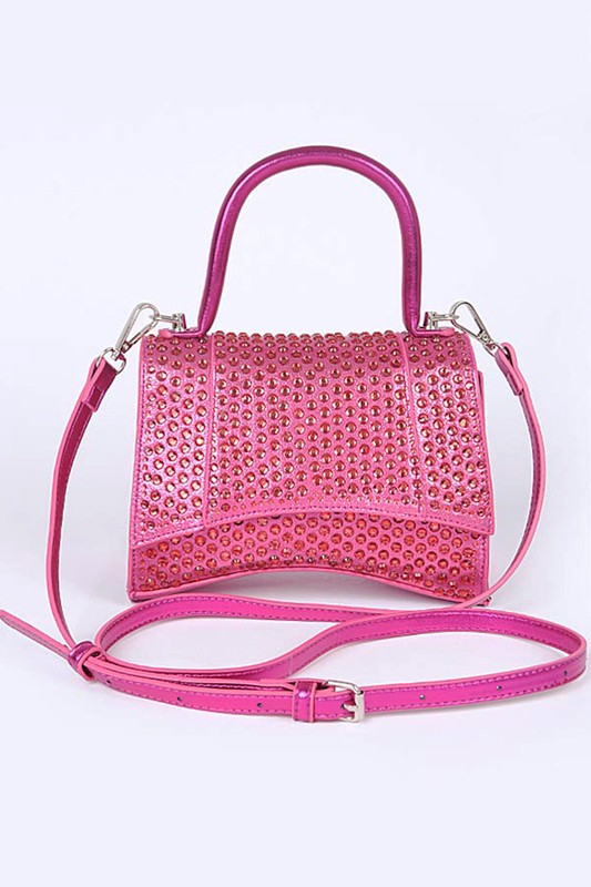 Sparkling Rhinestone-Studded Top Handle Crossbody Purse
