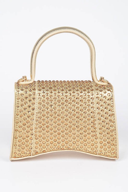 Sparkling Rhinestone-Studded Top Handle Crossbody Purse