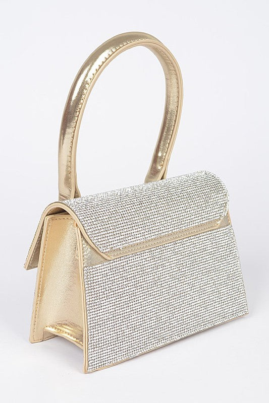 Single Handle Rhinestone Metallic Crossbody Bag - Undeniably LUXE