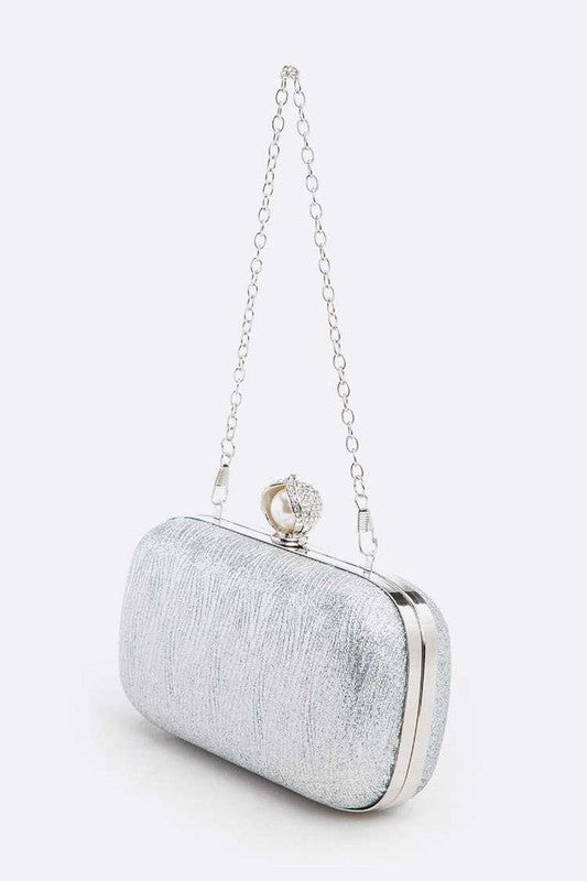 Crystal Flower Statement Satin Heart Shape Clutch - Undeniably LUXE