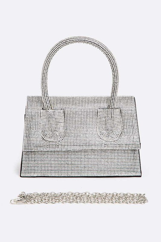Rhinestone Convertible Top Handle Clutch Bag - Undeniably LUXE
