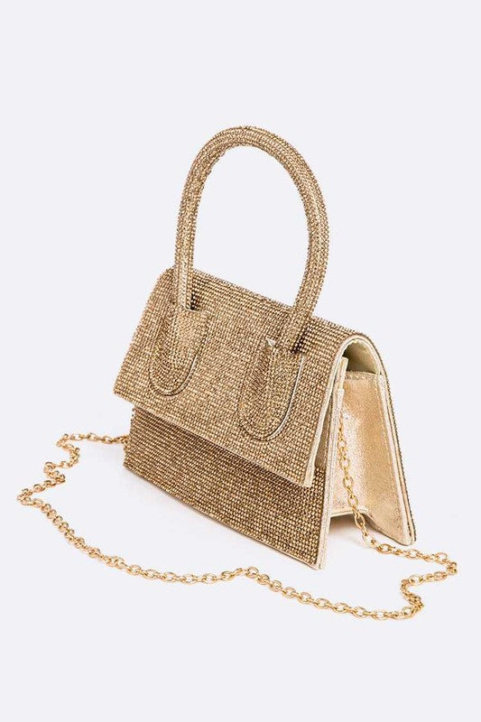 Rhinestone Convertible Top Handle Clutch Bag - Undeniably LUXE