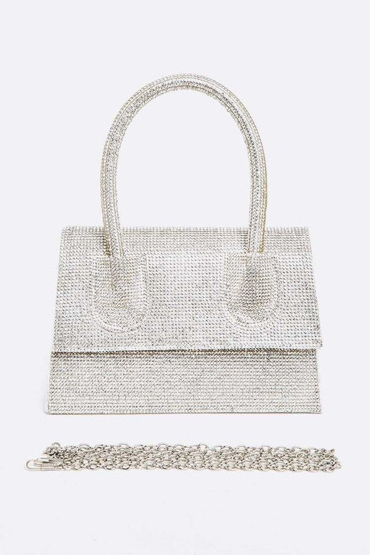 Rhinestone Convertible Top Handle Clutch Bag - Undeniably LUXE
