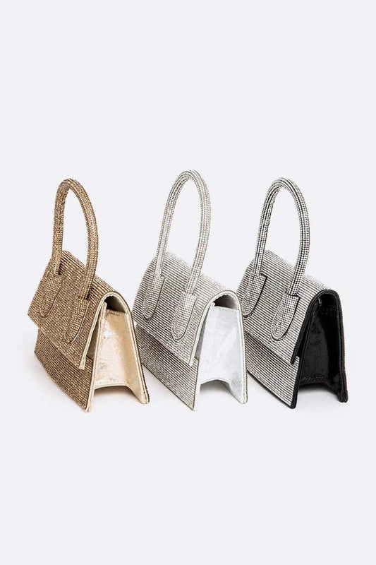 Rhinestone Convertible Top Handle Clutch Bag - Undeniably LUXE
