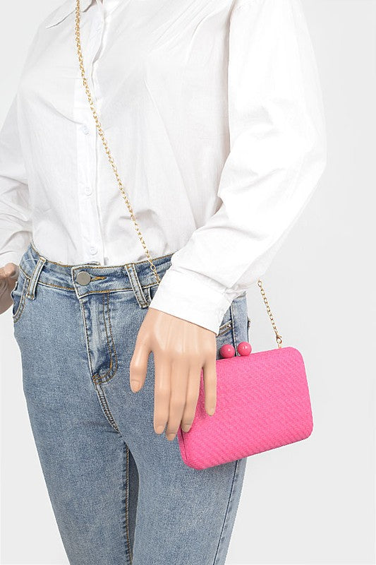 Faux Straw Iconic Box Clutch - Undeniably LUXE