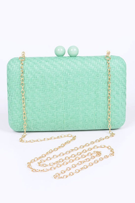 Faux Straw Iconic Box Clutch - Undeniably LUXE