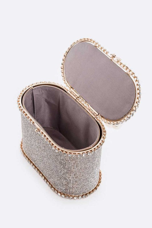 Pearl Handle Iconic Rhinestone Box Clutch - Undeniably LUXE