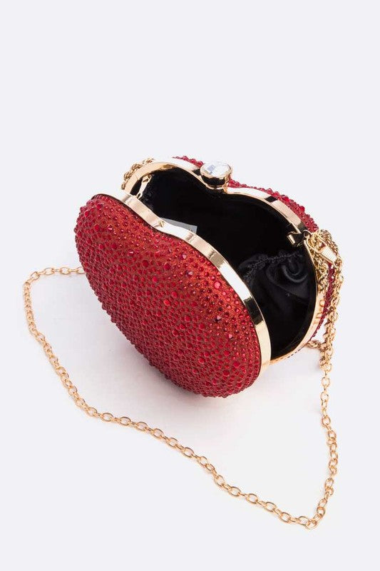 Rhinestone Pave Heart Shape Convertible Clutch - Undeniably LUXE