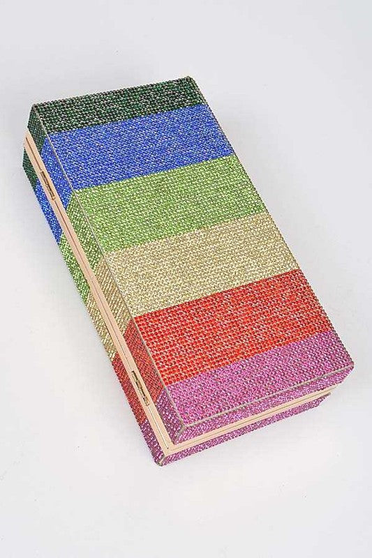 Rainbow Color Rhinestone Pave Box Clutch - Undeniably LUXE