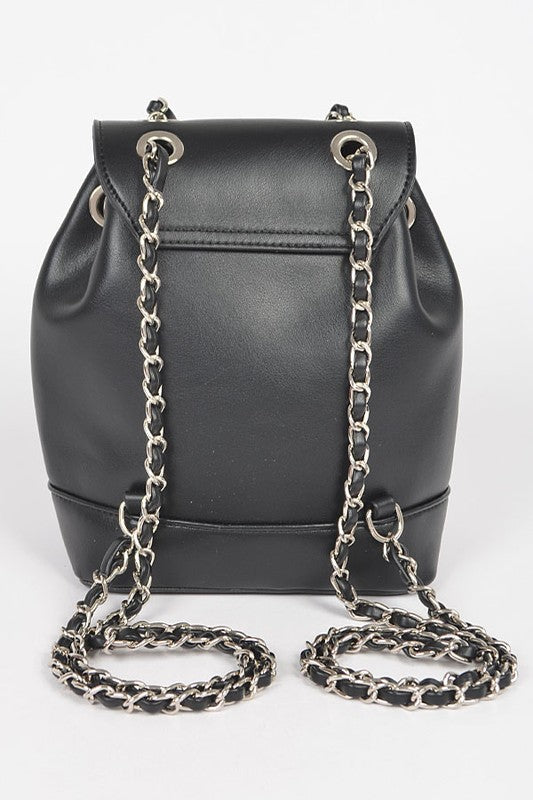 Chic Faux Leather Backpack with Chain Detail - Undeniably LUXE