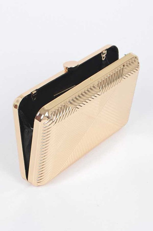 Textured Shiny Metal Box Clutch - Undeniably LUXE