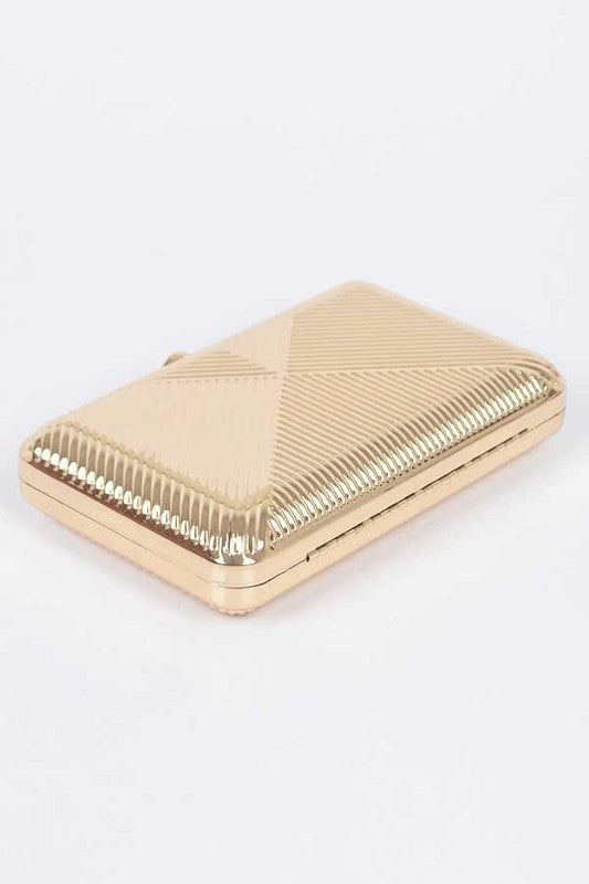 Textured Shiny Metal Box Clutch - Undeniably LUXE