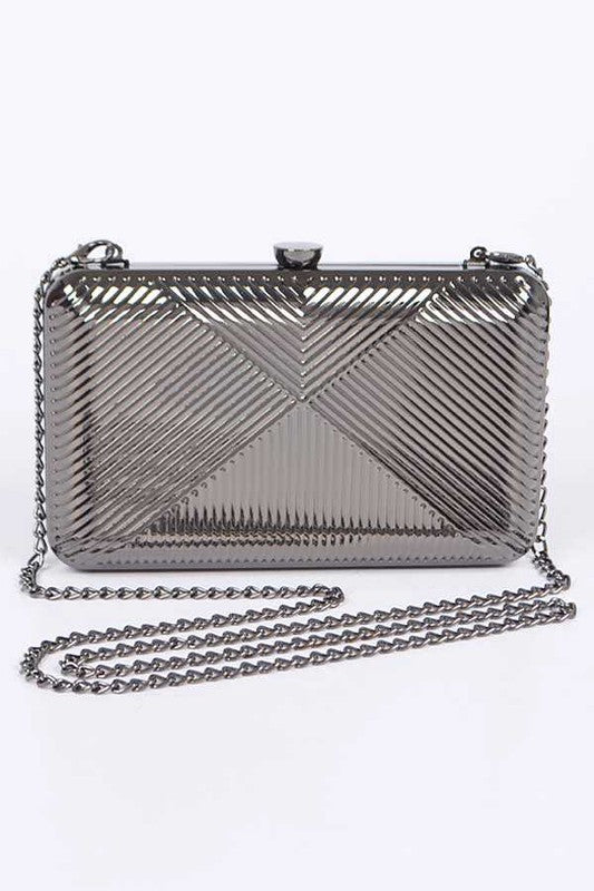 Textured Shiny Metal Box Clutch - Undeniably LUXE