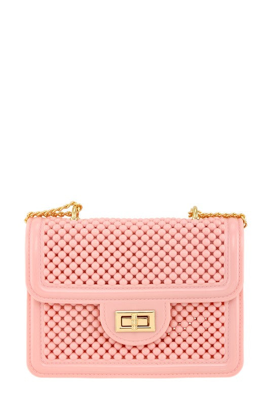 Metal Square Buckle Crossbody Chain Jelly Bag - Undeniably LUXE